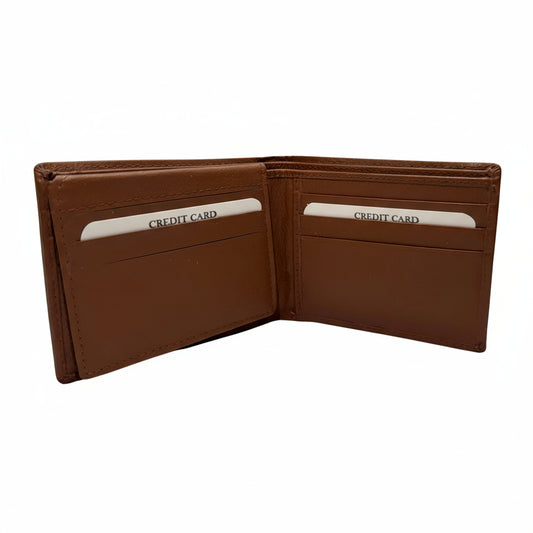 Coffee Brown Leather Wallet with Upper Flap