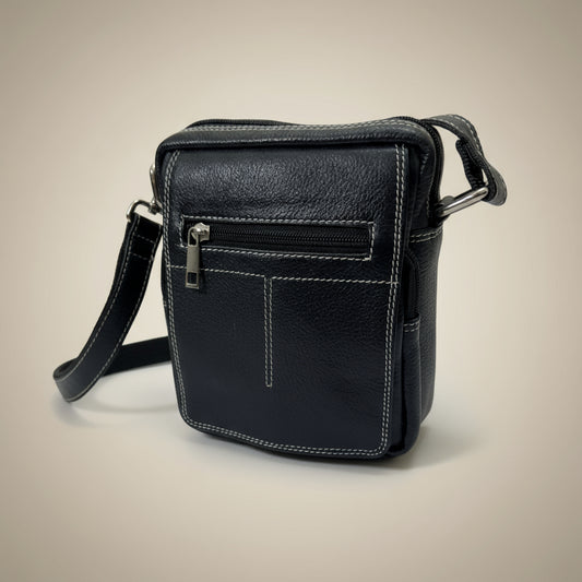 Black Leather Sling Bag – Small Size