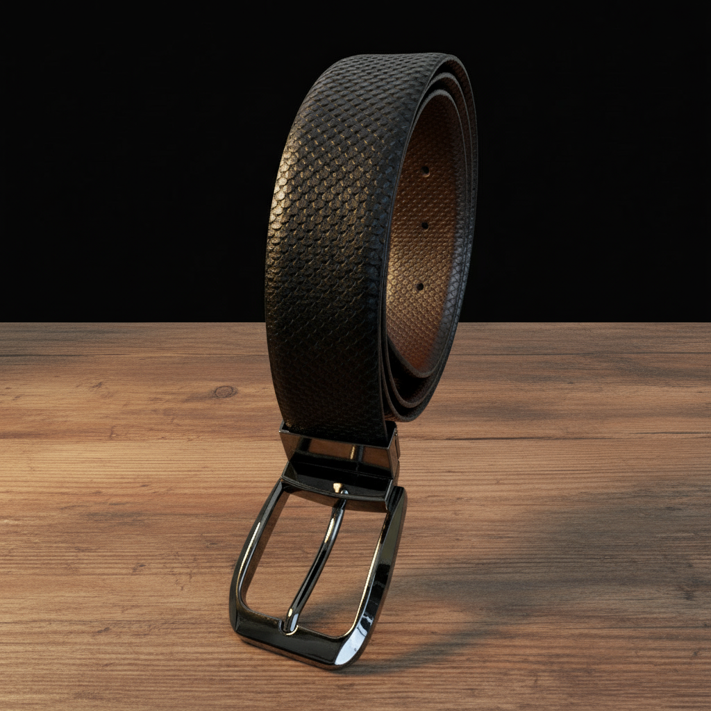 Reversible Original Italian Fish Texture Leather Belt – 35MM