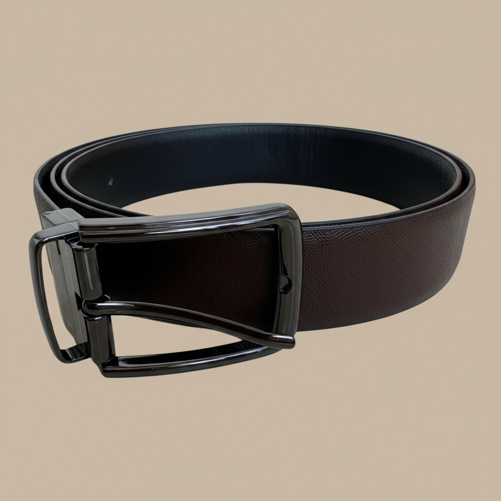 Reversible Original Italian Cross Line Leather Belt – 35MM