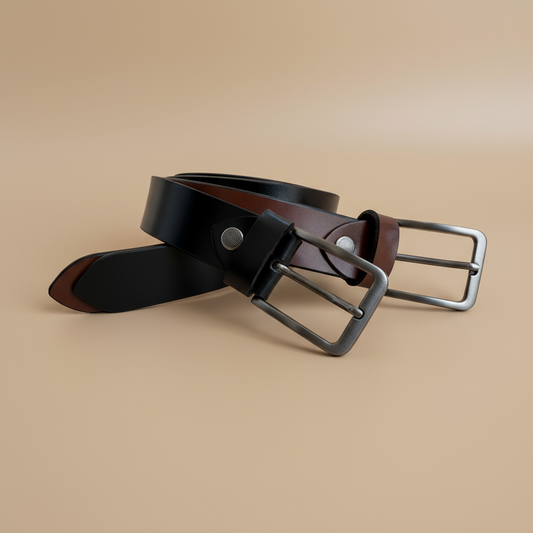 Wrinkle-Free Reversible Leather Belt (Black & Brown)