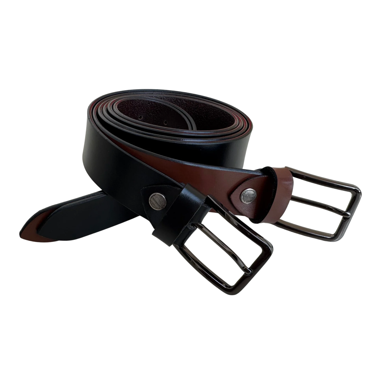 Wrinkle-Free Reversible Leather Belt (Black & Brown)