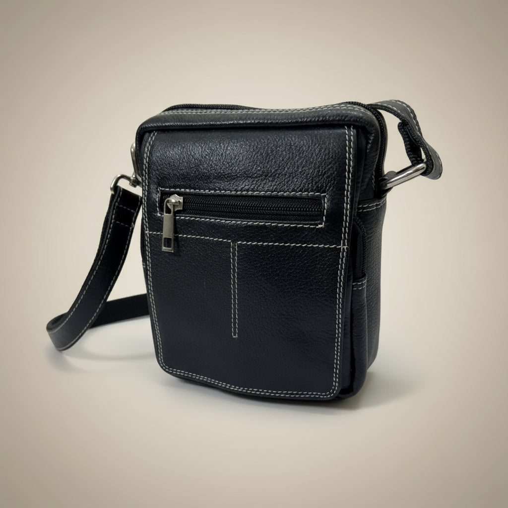 Black Leather Sling Bag – Small Size
