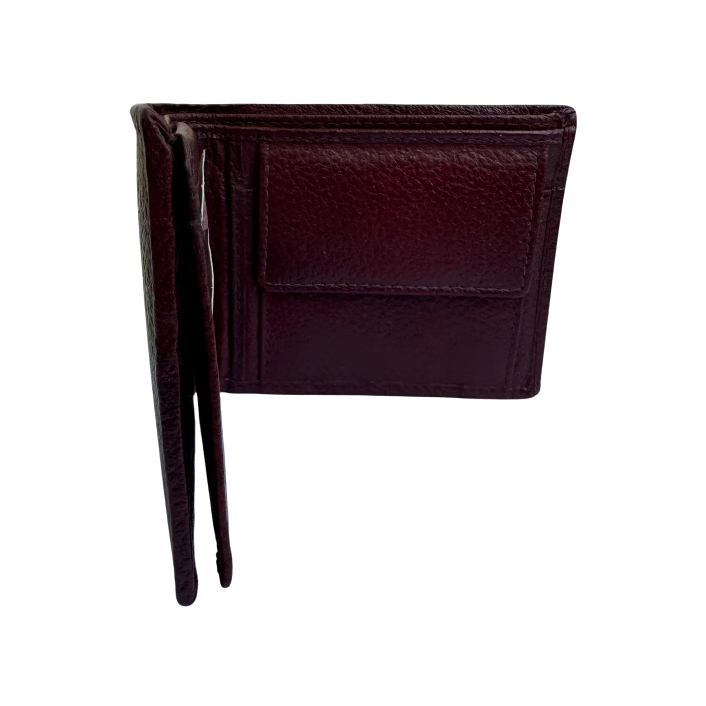 Classic Brown Leather Wallet with Coin Pocket & Upper Flap