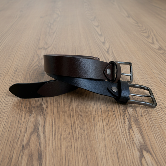 Modera Textured Leather Belt (Reversible Black & Brown)