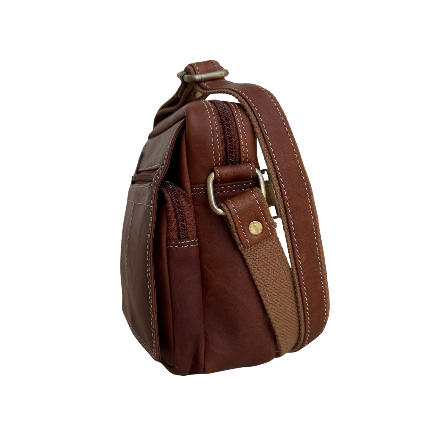 Unisex Oil Plup Tan Hunter Leather Sling Bag – Medium Size