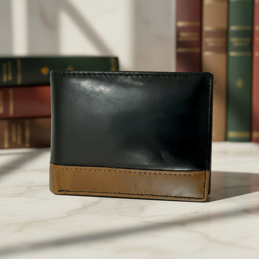 Dual-Tone Black & Tan Leather Wallet