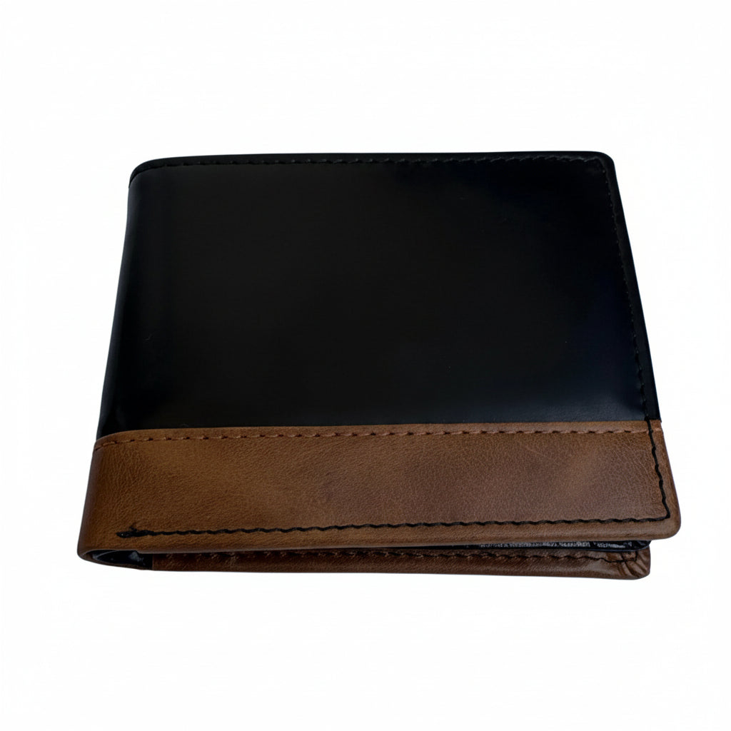 Dual-Tone Black & Tan Leather Wallet