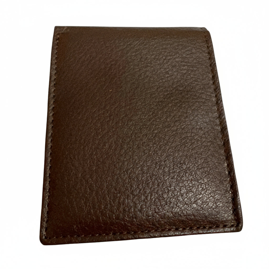 Coffee Brown Leather Wallet with Coin Pocket & Upper Flap