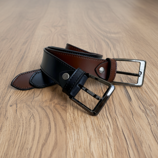 Fancy Crystal Stitch Leather Belt – 40MM (Black & Brown)