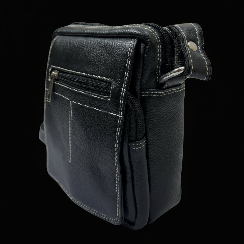 Black Leather Sling Bag – Small Size