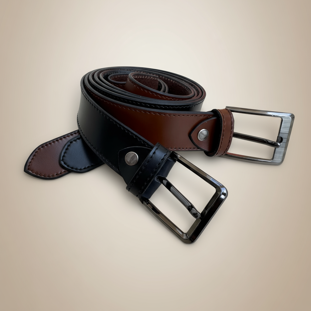 Fancy Crystal Stitch Leather Belt – 40MM (Black & Brown)