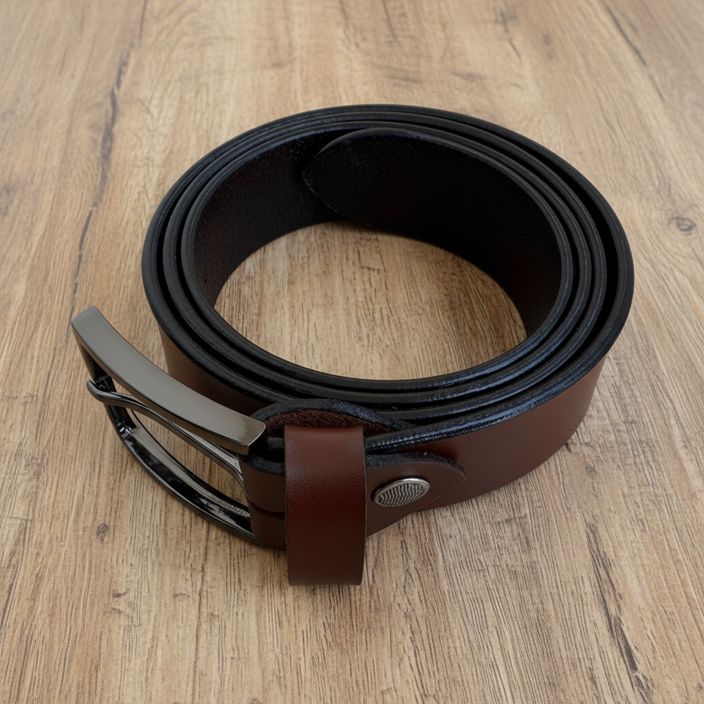 Wrinkle-Free Reversible Leather Belt (Black & Brown)