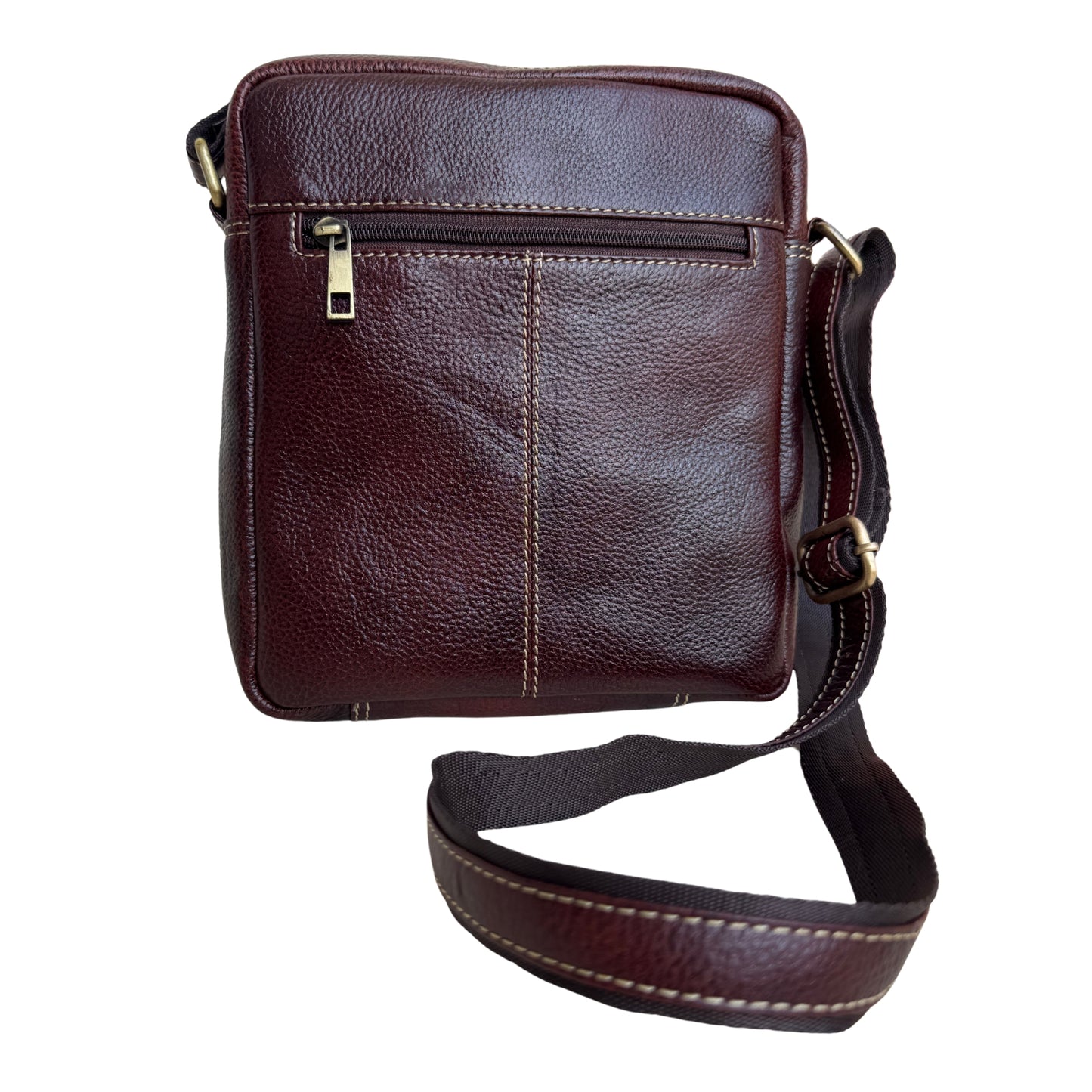 Unisex Brown Leather Sling Bag – Medium Size