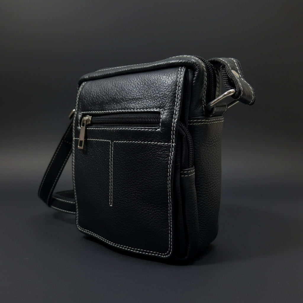 Black Leather Sling Bag – Small Size