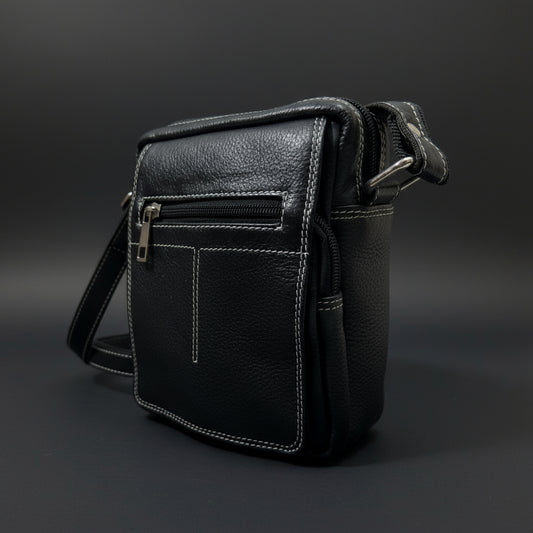 Black Leather Sling Bag – Small Size
