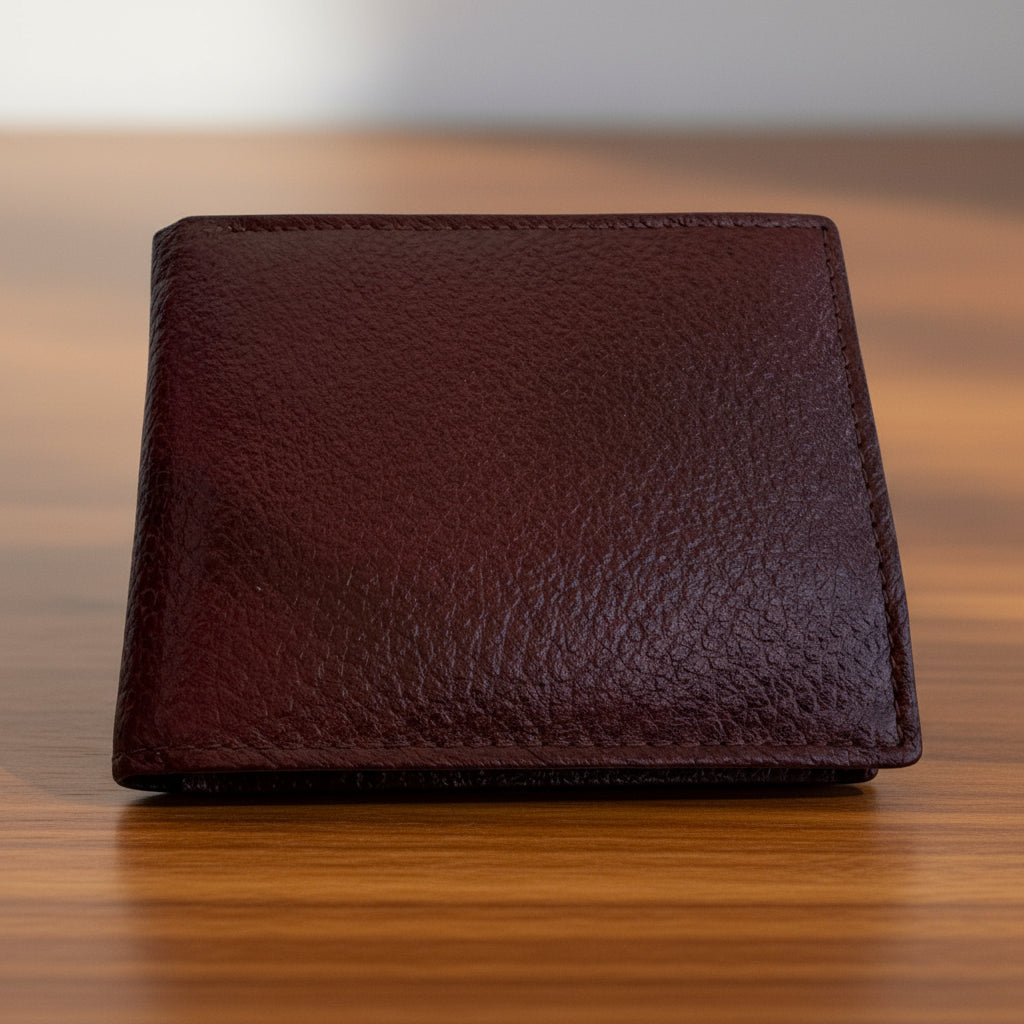 Brown leather wallet on a white background