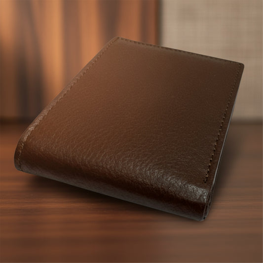 Brown leather wallet on a white background